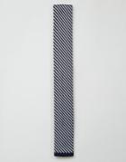 7x Knitted Tie With Diagnal Stripe - Navy