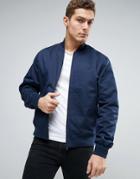 Fred Perry Bomber Jacket Tramline Tipped In Navy - Navy