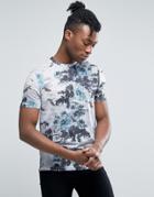 Asos All Over Floral Print T-shirt - Gray
