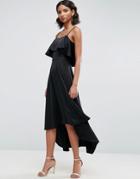 Asos Crop Ruffle Soft Midi Prom Dress - Black