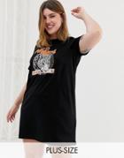 New Look Curve Slogan T Shirt Dress In Black - Black