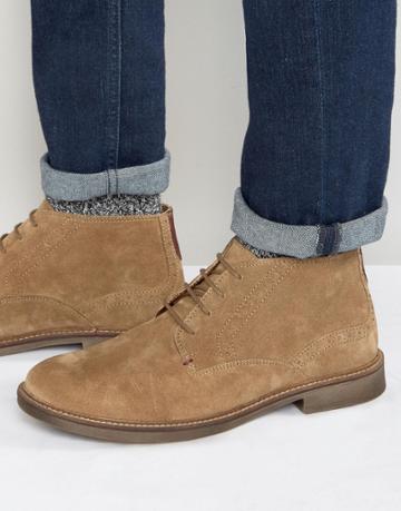 Front Brogue Desert Boots - Beige