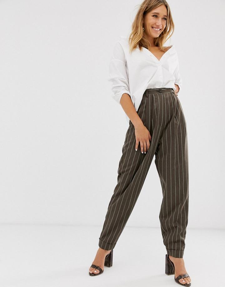 Asos Design Pinstripe Tapered Dad Pants