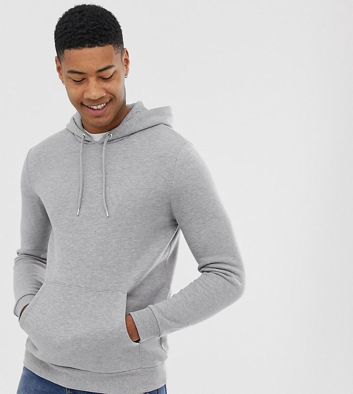 Asos Design Tall Hoodie In Gray Marl - Gray