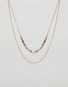 Asos Design Swirl Charm Multirow Necklace - Gold