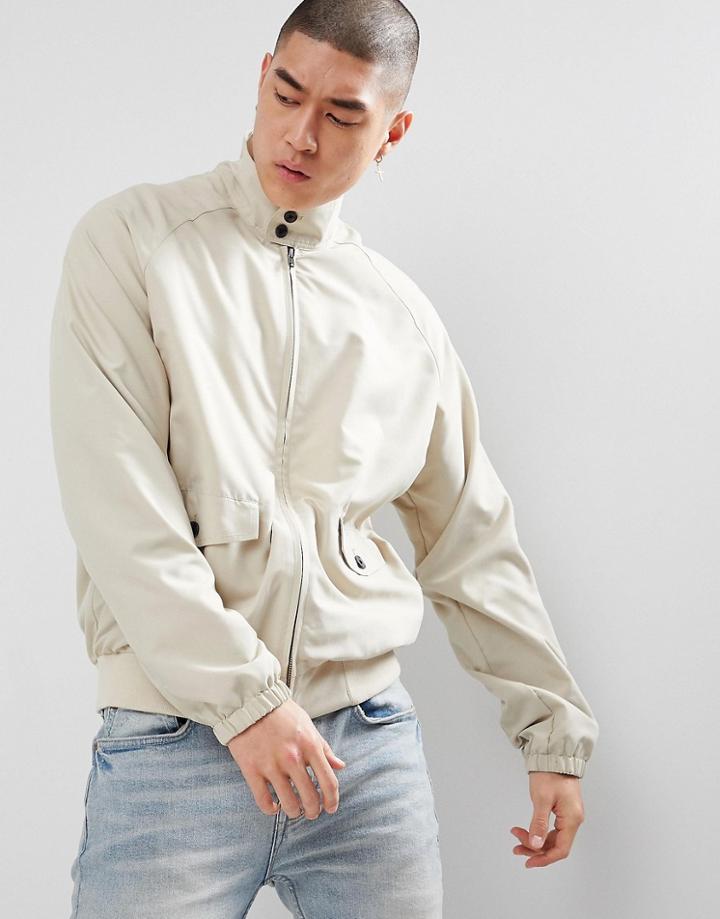 Asos Oversized Harrington Jacket In Stone - Stone