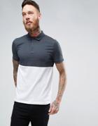 Asos Polo Shirt With Half & Half Body In Gray And White - Multi