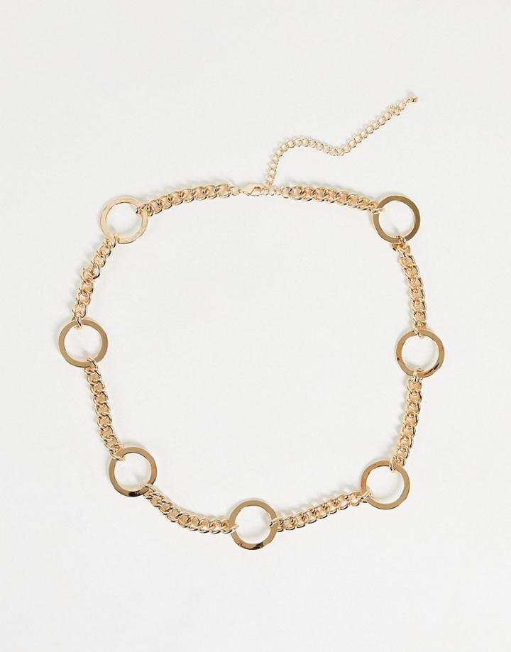 Asos Design Circle And Chain Waist And Hip Belt In Gold