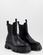 Truffle Collection Super Chunky Sole Chelsea Boots In Black Faux Leather