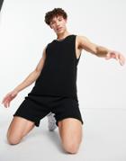 Asos Design Set Textured Yarn Tank In Black