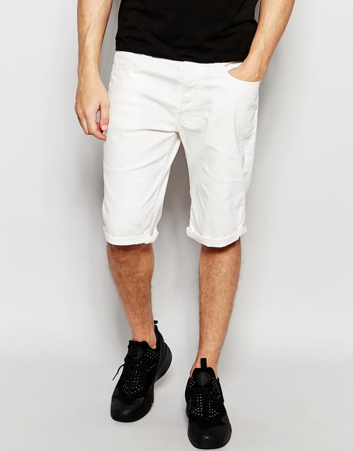 G-star Denim Shorts 3301 Tapered Stretch 3d White Raw - 3d Raw