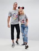 Asos Holidays T-shirt With Minnie And Micky Mouse Print - Gray