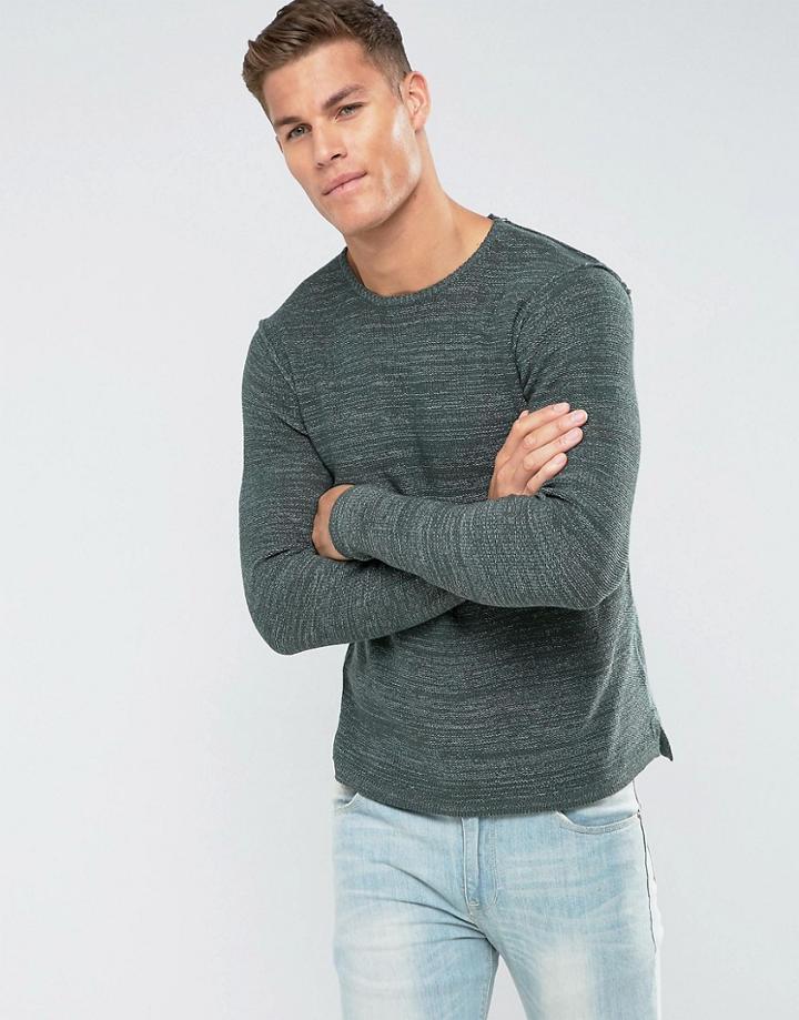 Troy Mixed Yarn Textured Knitted Sweater - Green
