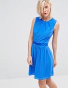 Lavand Round Neck Skater Dress - Blue