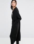 Neon Rose Relaxed Tuxedo Duster Coat - Black