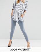 Asos Maternity Ridley Skinny Jean In Nevaeh Wash With Under The Bump Waistband - Gray