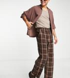 Collusion Low Rise Baggy Check Carpenter Pants In Multi