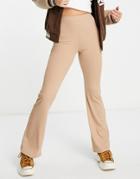 Miss Selfridge Skinny Ribbed Kickflare Pants-brown