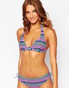 Marie Meili Sonoma Halter Bikini Top - Ocean Blue Geometric