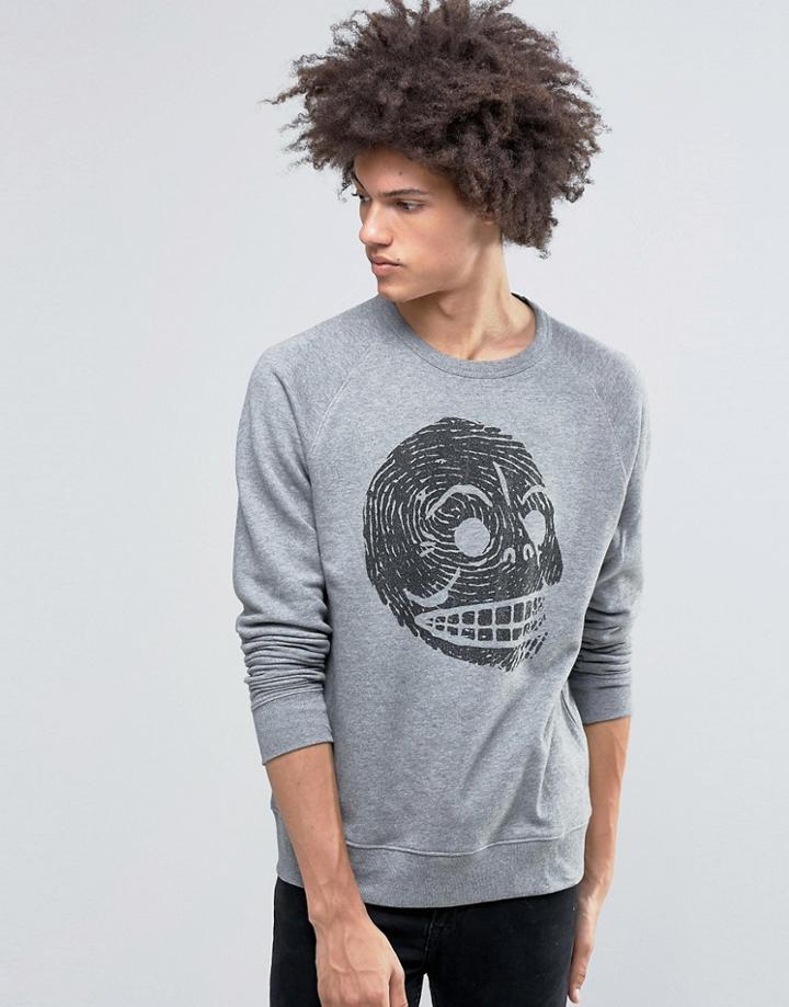 Cheap Monday Rules Sweatshirt Skull Finger Print Gray - Gray