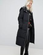 Miss Selfridge Oversized Longline Padded Jacket - Black