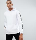Asos Design Tall Hoodie In White With Camo Text Print - White