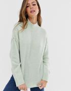Asos Design Fluffy High Neck Sweater-green