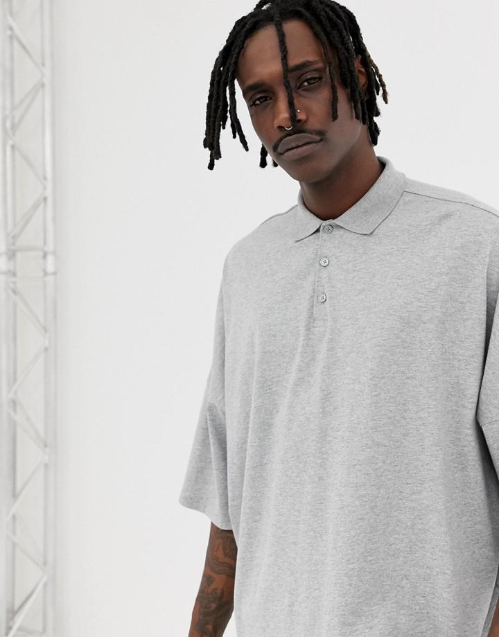 Asos Design Extreme Oversized Polo In Gray - Gray