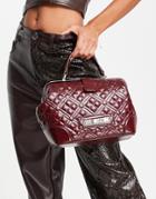 Love Moschino Quilted Top Handle Shoulder Bag In Dark Red