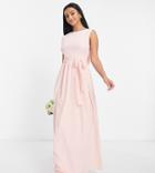 Tfnc Petite Bridesmaid High Neck And Draped Back Maxi Dress In Whisper Pink
