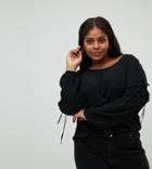 Junarose Dobby Blouse With Sleeve Ties - Black