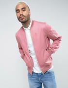 Asos Cotton Bomber Jacket With Sleeve Zip In Pink - Pink
