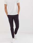 Jack & Jones Premium Slim Suit Pants In Boat Stripe - Navy