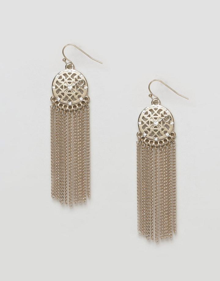Lipsy Cut Out Drop Earrings - Gold