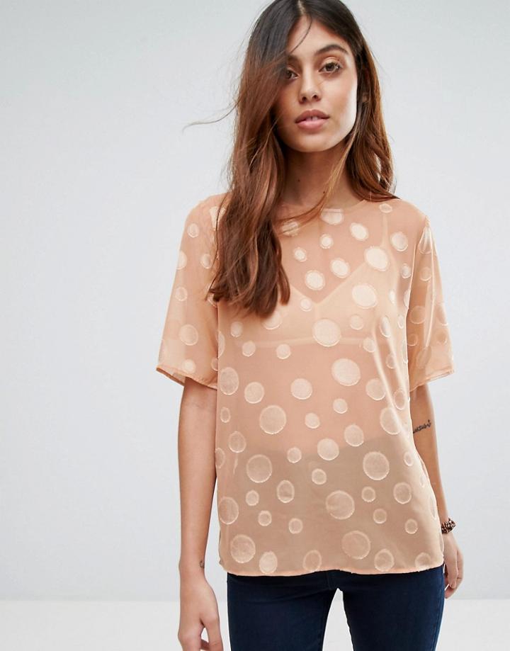 Selected Valera Sheer Dot Shirt - Pink