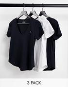Abercrombie & Fitch 3 Pack Short Sleeve Icon V-neck Tee In Multi