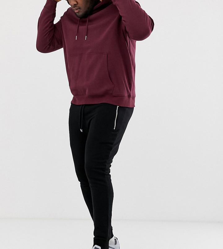 Asos Design Plus Super Skinny Sweatpants With Zips In Black - Black