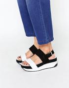 Kg By Kurt Geiger Neutron Black & White Flatform Sandals - White