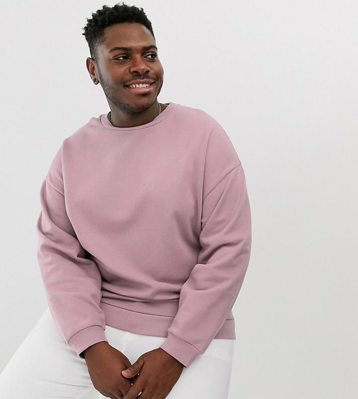 Asos Design Plus Oversized Sweatshirt In Dusty Purple - Purple