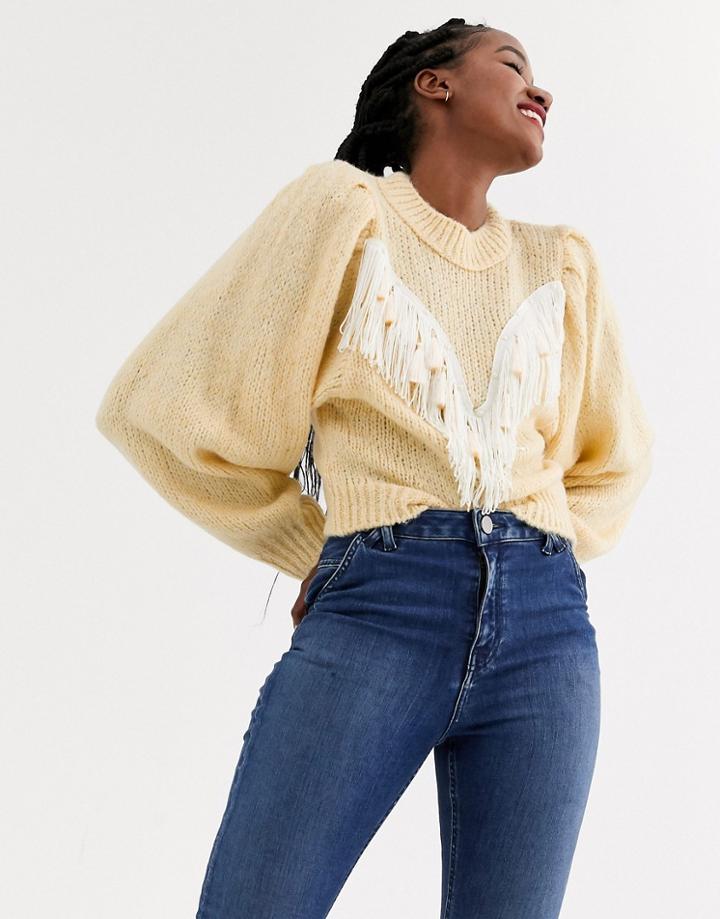 Asos Design Western Sweater With Fringing