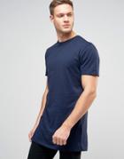 New Look Longline T-shirt In Navy - Navy