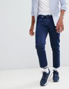 Asos Design Slim Jeans In Indigo With D-ring Belt-blue