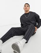 Asos Design Two-piece Smart Tapered Sweatpants In Stripe-black