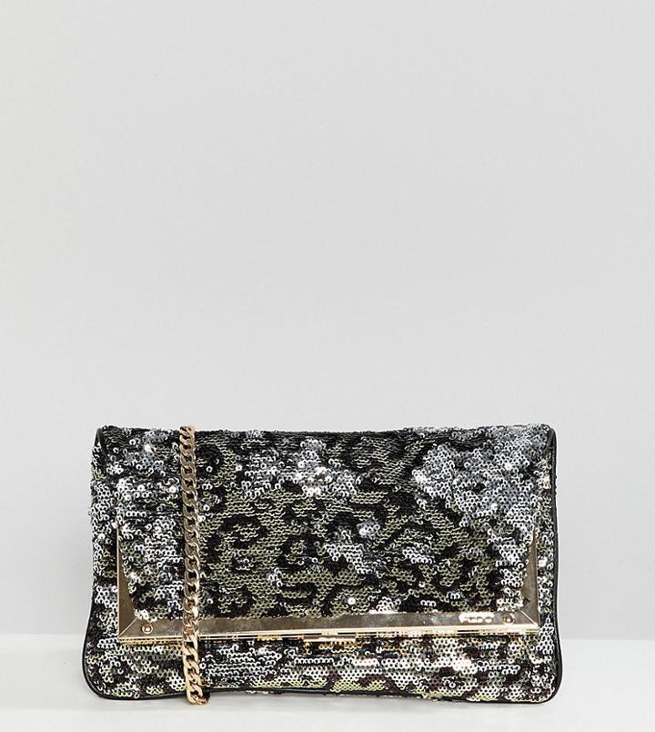 Aldo Conga Sequin Leopard Print Foldover Clutch Bag - Multi