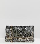 Aldo Conga Sequin Leopard Print Foldover Clutch Bag - Multi