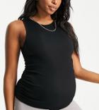 Missguided Maternity Ribbed Racer Neck Top In Black