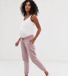 Asos Design Maternity Under The Bump Basic Jogger With Tie - Purple