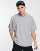 Asos Design Oversized T-shirt With Crew Neck In Gray Heather - Lgray