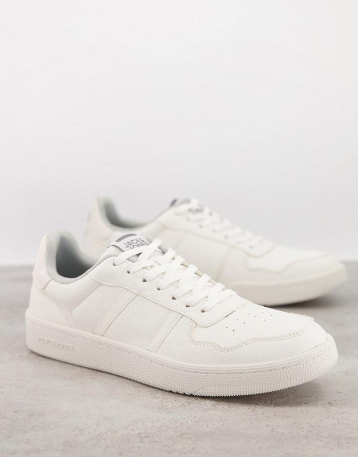 Jack & Jones Faux Leather Sneakers In White