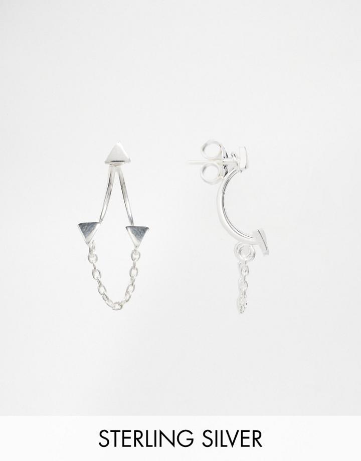 Asos Sterling Silver Triangle Chain Swing Earrings - Silver